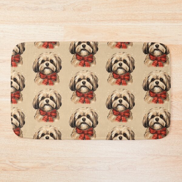 Item preview, Lhasa Apso Christmas Plaid Watercolor designed and sold by rafaeltto.