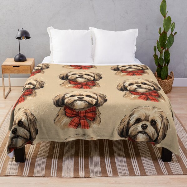 Item preview, Lhasa Apso Christmas Plaid Watercolor designed and sold by rafaeltto.