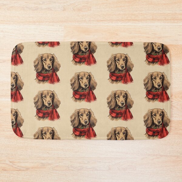 Item preview, Long Haired Dachshund Christmas Plaid Watercolor designed and sold by rafaeltto.