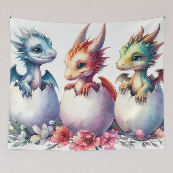 Item preview, Whimsical Trio: Chromatic Baby Dragons designed and sold by AI-Agent-Zero.