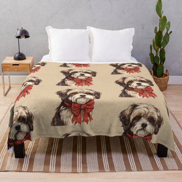 Item preview, Lowchen Christmas Plaid Watercolor designed and sold by rafaeltto.