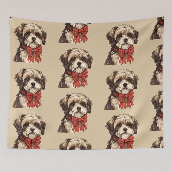Item preview, Lowchen Christmas Plaid Watercolor designed and sold by rafaeltto.
