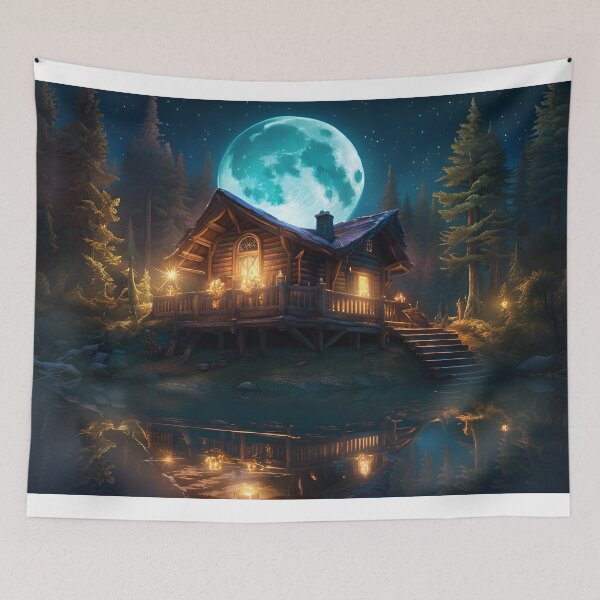 Item preview, Moon Lit Cabin on the Lake designed and sold by BansheeTales.