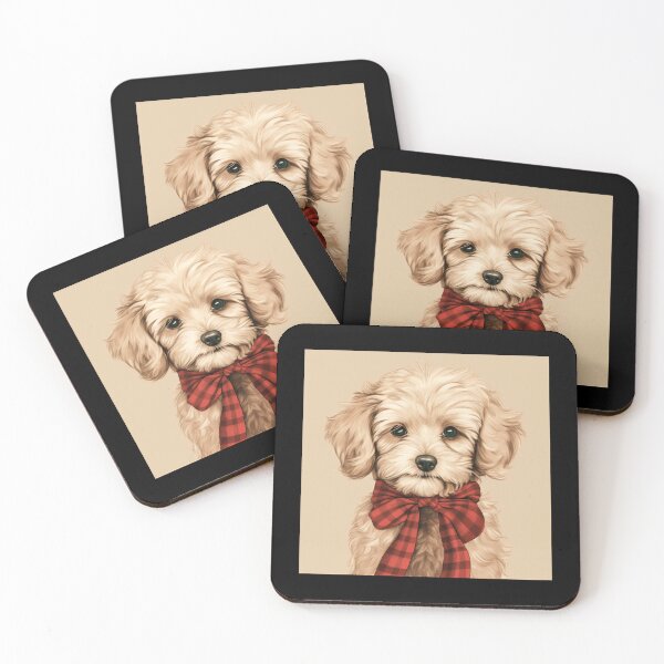 Item preview, Maltipoo Christmas Plaid Watercolor designed and sold by rafaeltto.