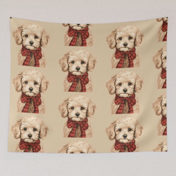 Item preview, Maltipoo Christmas Plaid Watercolor designed and sold by rafaeltto.
