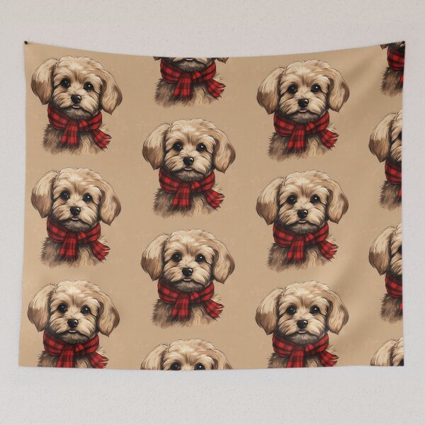 Item preview, Maltipoo Christmas Plaid Watercolor designed and sold by rafaeltto.