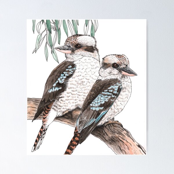 Item preview, Kookaburra Pair Gum Tree designed and sold by blueidesign.