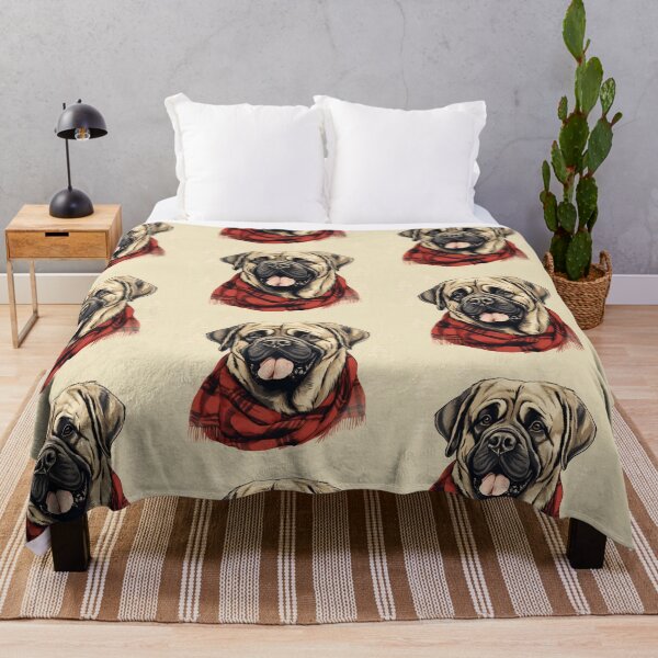 Aperçu de l'œuvre Mastiff Christmas Plaid Watercolor créée et vendue par rafaeltto.