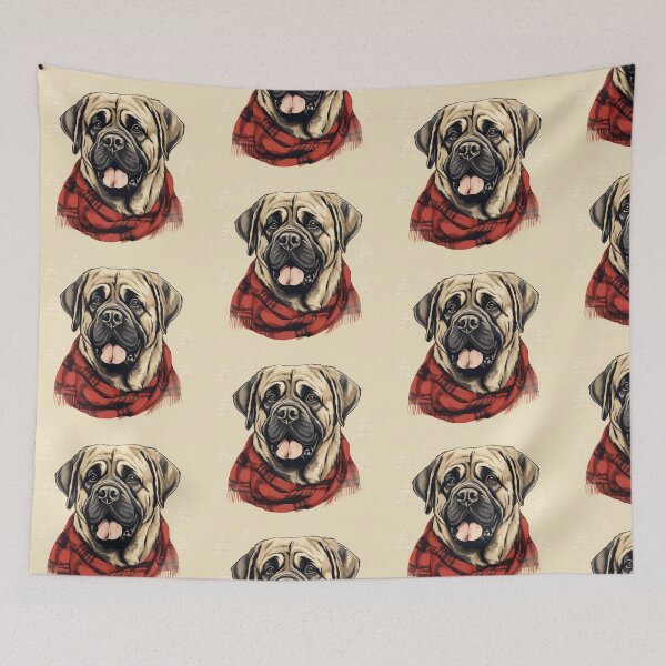 Item preview, Mastiff Christmas Plaid Watercolor designed and sold by rafaeltto.