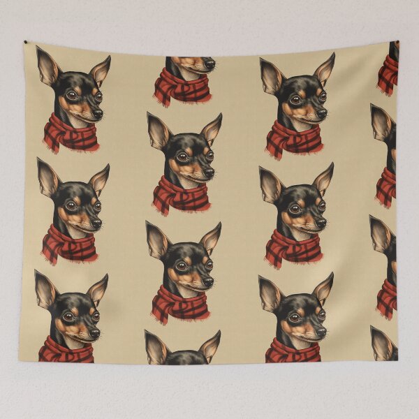 Item preview, Miniature Pinscher Christmas Plaid Watercolor designed and sold by rafaeltto.