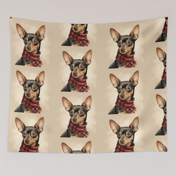 Item preview, Miniature Pinscher Christmas Plaid Watercolor designed and sold by rafaeltto.