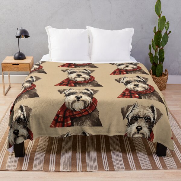 Item preview, Miniature Schnauzer Christmas Plaid Watercolor designed and sold by rafaeltto.
