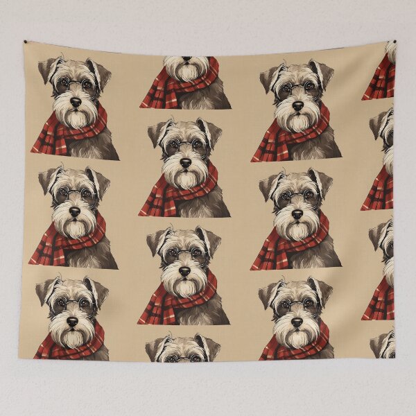 Artikelvorschau, Miniature Schnauzer Christmas Plaid Watercolor entworfen und verkauft von rafaeltto.
