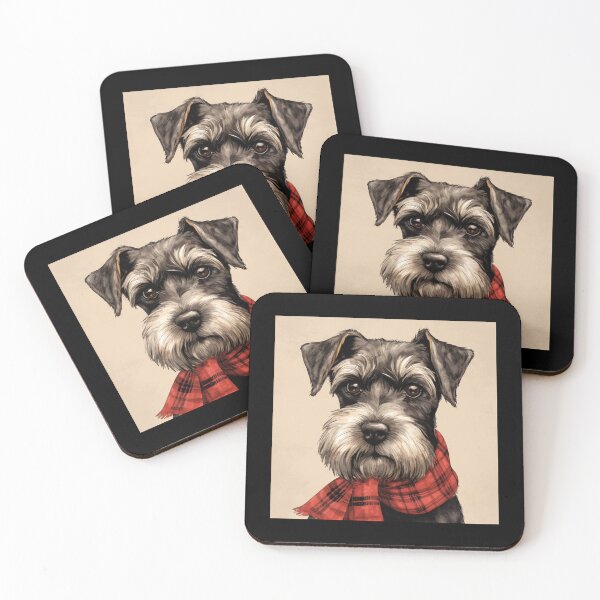 Item preview, Miniature Schnauzer Christmas Plaid Watercolor designed and sold by rafaeltto.