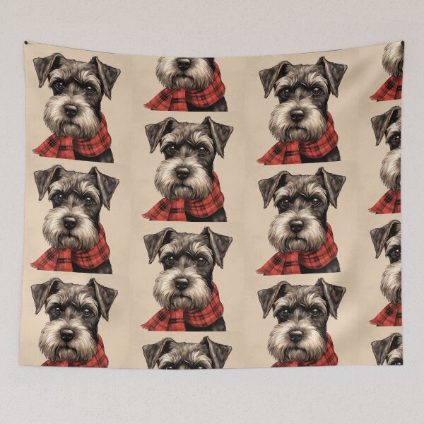 Artikelvorschau, Miniature Schnauzer Christmas Plaid Watercolor entworfen und verkauft von rafaeltto.
