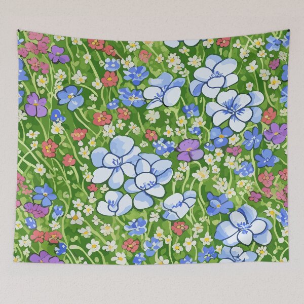 Item preview, Blue, Red, Purple, White Flowers Bloom on Green Meadow  designed and sold by GraphicsClub.