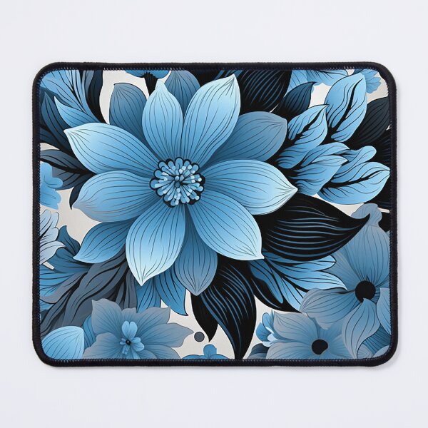 Item preview, Chic Contrast: Light Blue & Black Floral Fusion - Abstract Vector Artistry designed and sold by PaintbrushPlace.