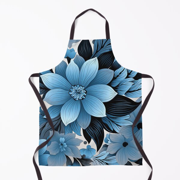 Item preview, Chic Contrast: Light Blue & Black Floral Fusion - Abstract Vector Artistry designed and sold by PaintbrushPlace.