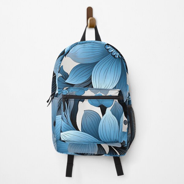 Item preview, Chic Contrast: Light Blue & Black Floral Fusion - Abstract Vector Artistry designed and sold by PaintbrushPlace.