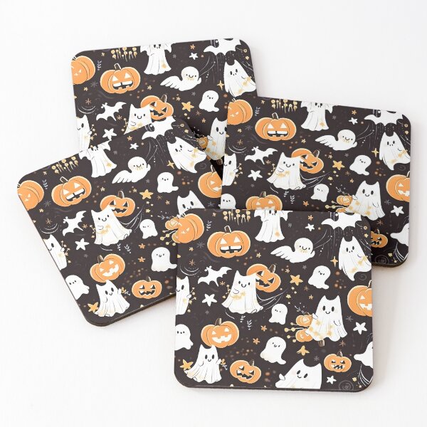 Item preview, Halloween Pattern Pumpkins and Cat Ghosts designed and sold by Trendjoy.