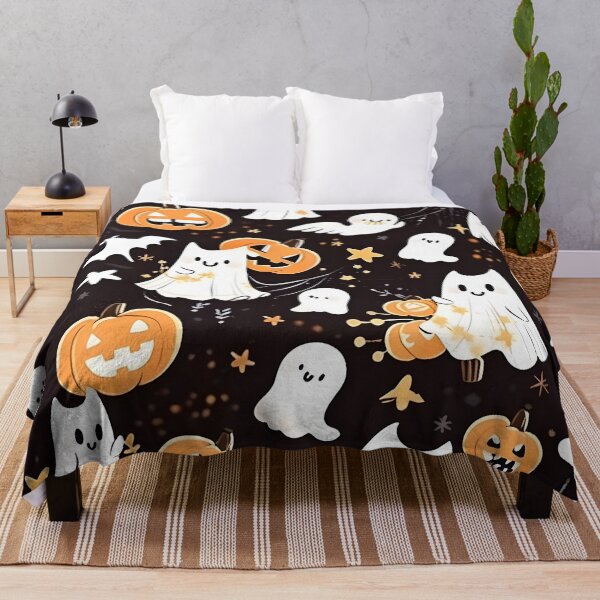 Item preview, Halloween Pattern Pumpkins and Cat Ghosts designed and sold by Trendjoy.