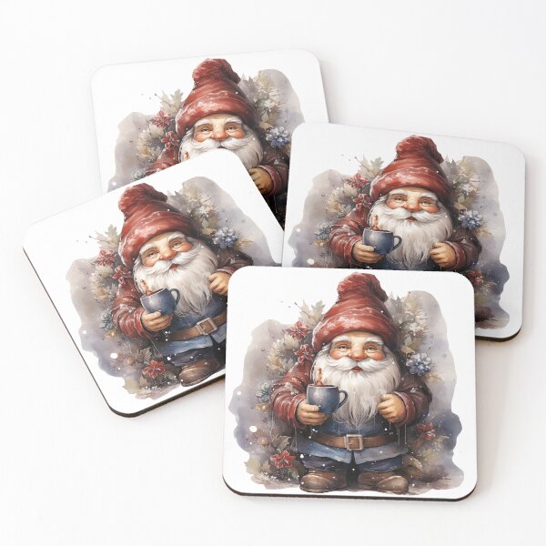 Item preview, Woodsman Watercolor Rustic Gnome Santa Claus Morning Coffee Outdoorsman designed and sold by InkwaveDesigns.