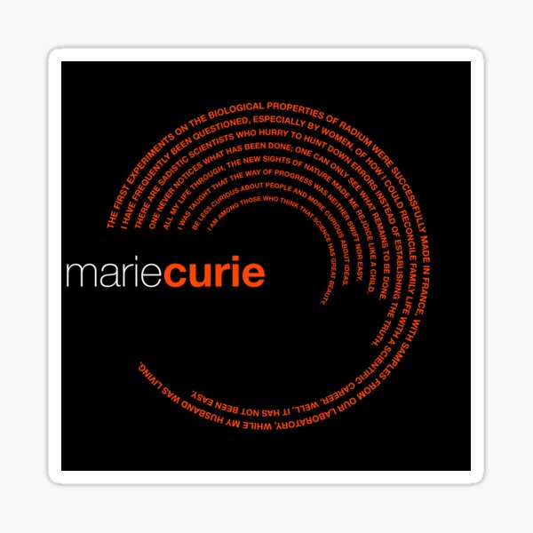 Marie Curie famous quotes poster [orangered] Sticker