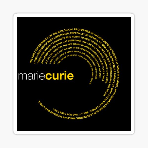 Marie Curie famous quotes poster [gold] Sticker