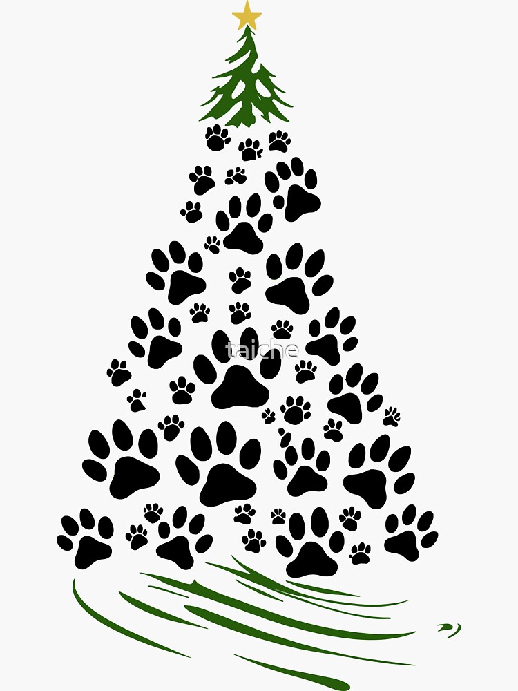 Sticker for Sale mit Hundeliebhaber-Tatzenabdruck-Weihnachtsbaum