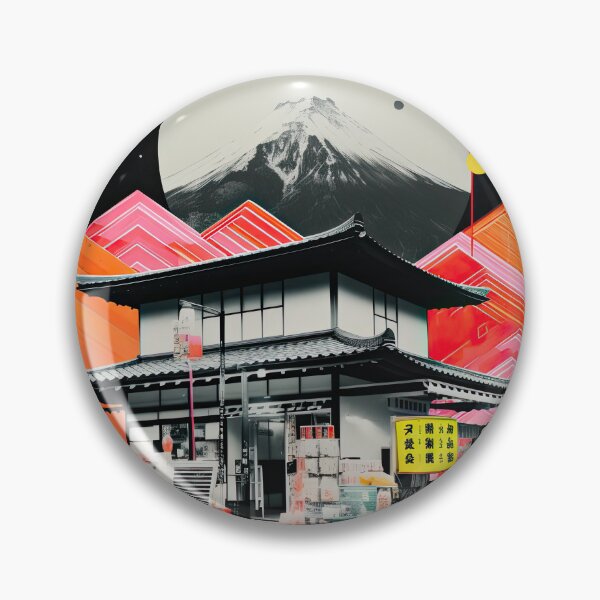 Item preview, Neon Geometry Meets Classic Japan: Mount Fuji & Temple designed and sold by ZedOhEe.