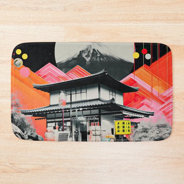 Item preview, Neon Geometry Meets Classic Japan: Mount Fuji & Temple designed and sold by ZedOhEe.