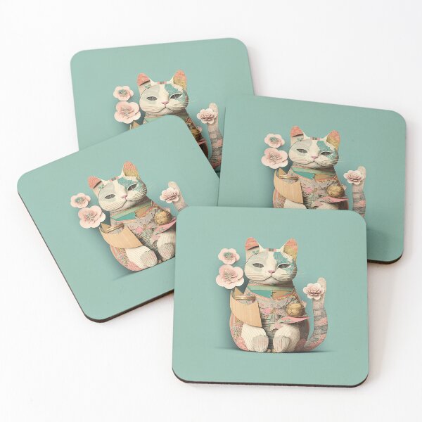 Item preview, Pastel Paws: Japanese Maneki Neko Lucky Collage designed and sold by ZedOhEe.