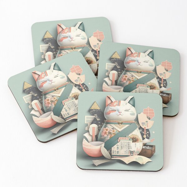 Item preview, Lucky Whiskers: Pastel Maneki Neko Collage designed and sold by ZedOhEe.