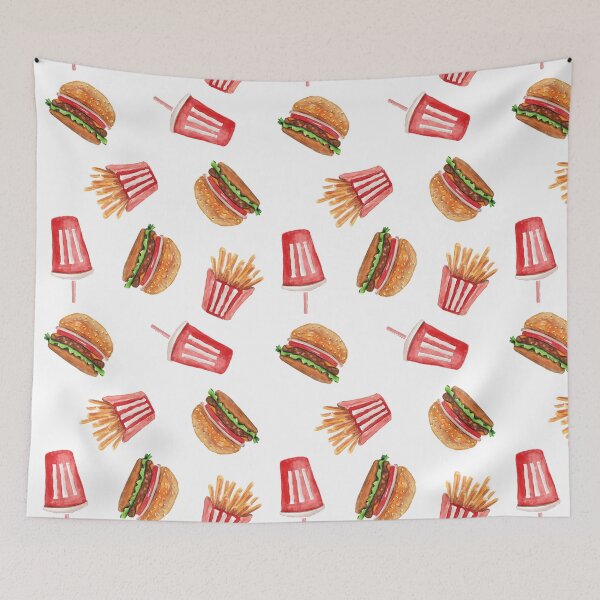 Item preview, Watercolor Fast Food pattern designed and sold by FuzzyLogicKate.