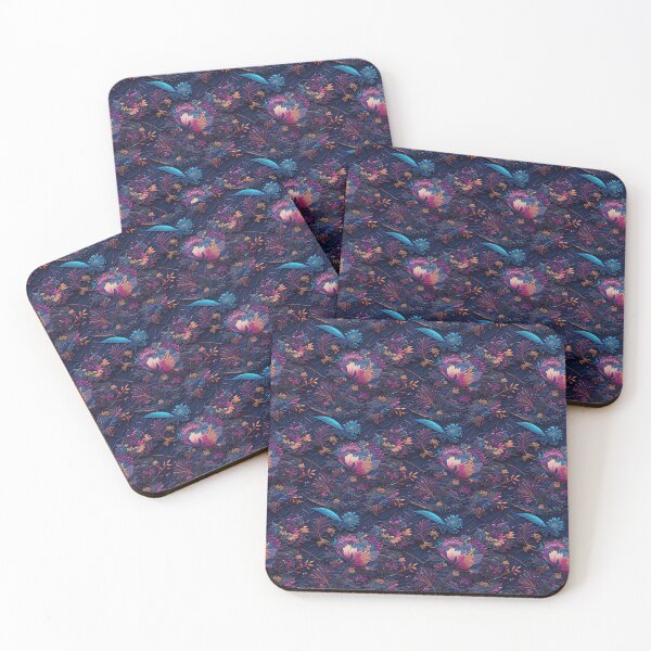 Item preview, The art of floral fabric embroidery on a beautiful dark background. designed and sold by Natcharee.
