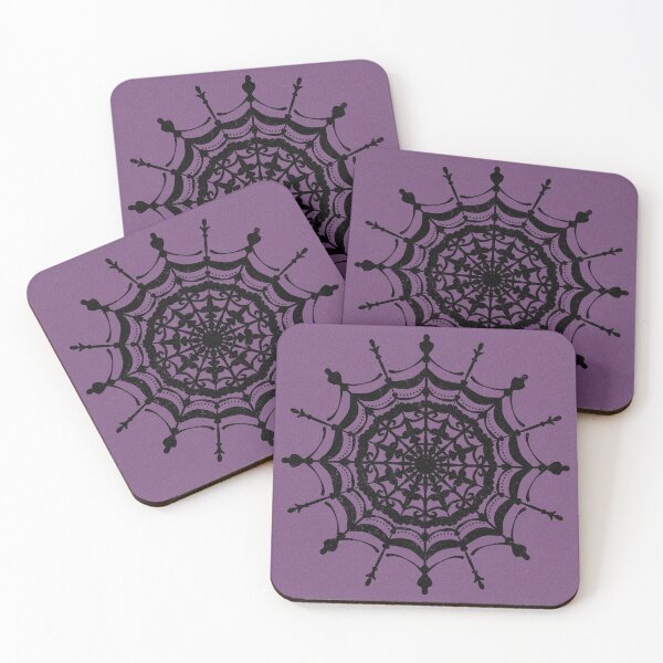 Item preview, Victorian Lace Spider Web Mandala - Plum + Coal designed and sold by Irene Estelle.