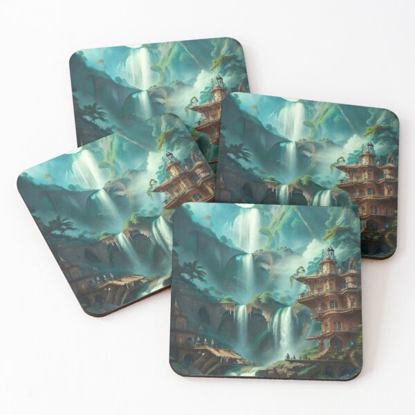 Item preview, waterfall magical dreamscape forest designed and sold by mikaws.