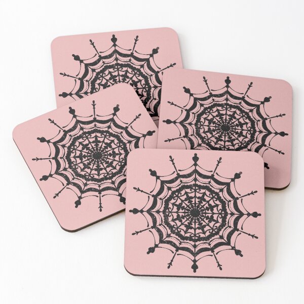 Item preview, Victorian Lace Spider Web Mandala - Rose + Coal designed and sold by Irene Estelle.