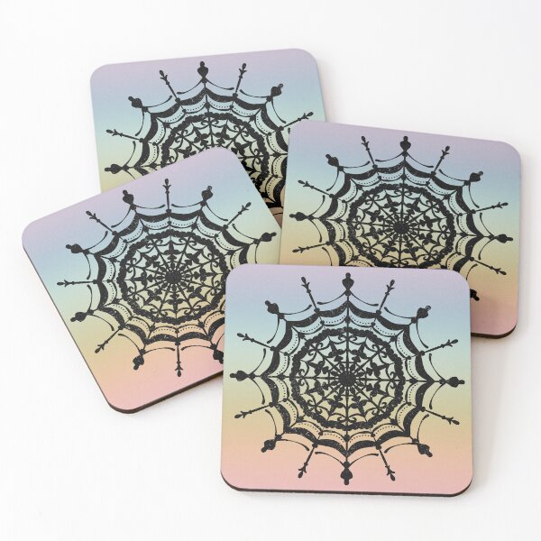 Item preview, Victorian Lace Spider Web Mandala - Rainbow Sorbet + Coal designed and sold by Irene Estelle.