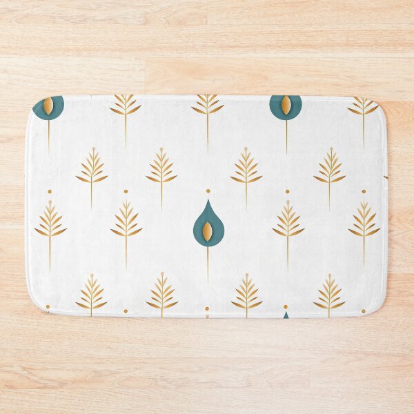 Item preview, Green and gold seamless pattern with leaves and pine trees designed and sold by exitbird.