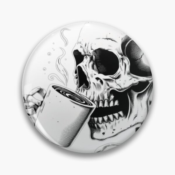 Item preview, Coffee-Sipping Skeleton designed and sold by HalloweenHQ.