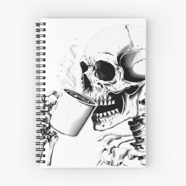 Item preview, Coffee-Sipping Skeleton designed and sold by HalloweenHQ.