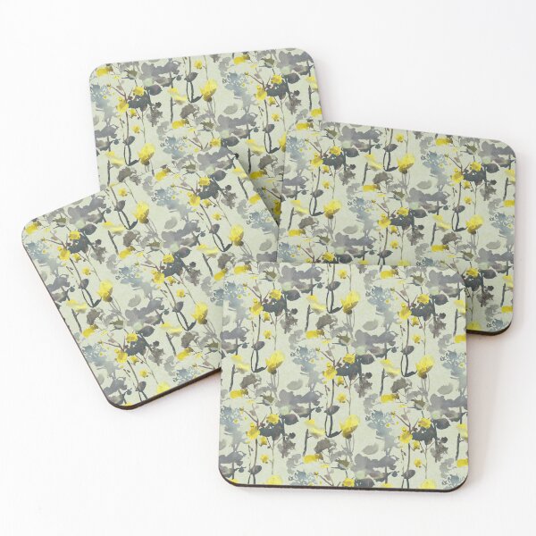 Item preview, Decorative floral botanic yellow gray designed and sold by Alessandro Remo Mazzoni Remotextiles.