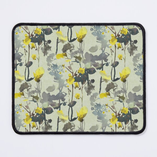 Item preview, Decorative floral botanic yellow gray designed and sold by Alessandro Remo Mazzoni Remotextiles.