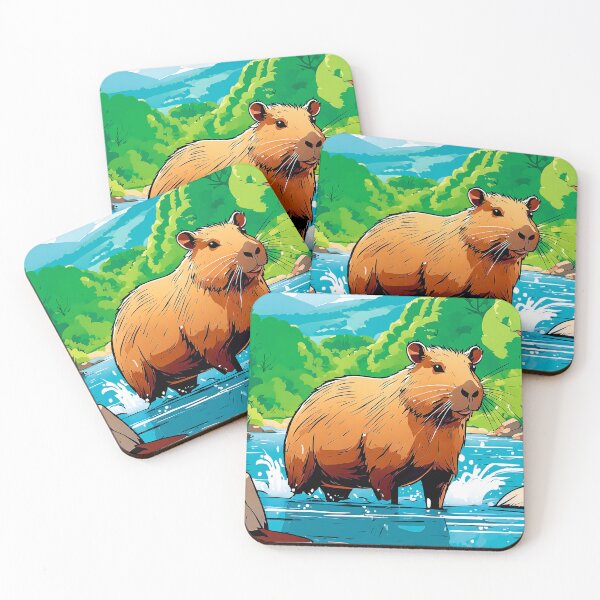 Item preview, Cute capybara in the lake designed and sold by al-mi-ko.