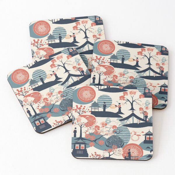 Item preview, Japanese Pagodas Digital Pattern designed and sold by zolarche.