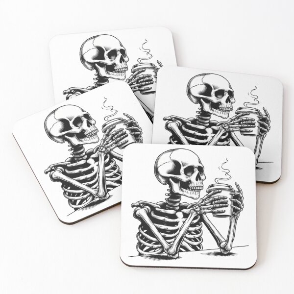 Item preview, Coffee-Sipping Bones designed and sold by HalloweenHQ.