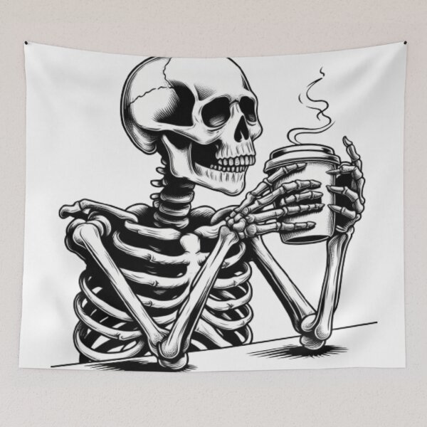 Item preview, Coffee-Sipping Bones designed and sold by HalloweenHQ.