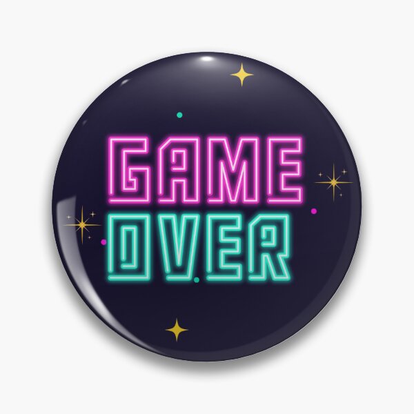 Artikelvorschau, Game Over Circle Aufkleber – schwarzes Design für Gamer entworfen und verkauft von crazymessygirl.