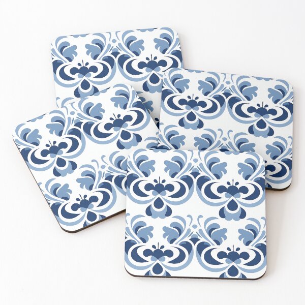 Item preview, Ornamental seamless pattern with blue flowers and white background designed and sold by exitbird.